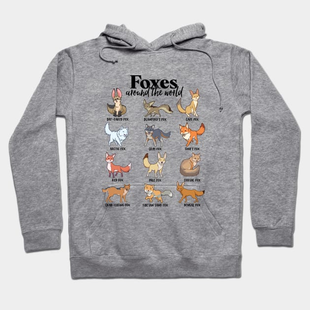 Foxes around the world - types of foxes Hoodie by Modern Medieval Design